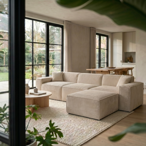 Beat Ecksofa Cordstoff beige