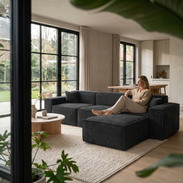 Beat Corner Sofa Corduroy Black