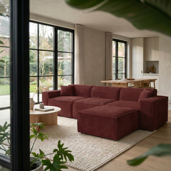 Beat Corner Sofa Corduroy Copper Burgundy