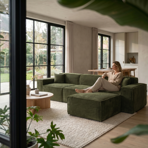 Beat Ecksofa Cordstoff Grün