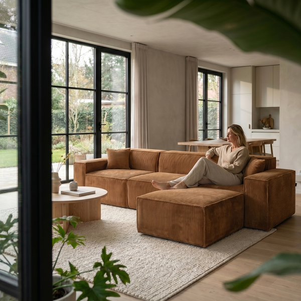 Beat Corner Sofa Corduroy Ochre Yellow