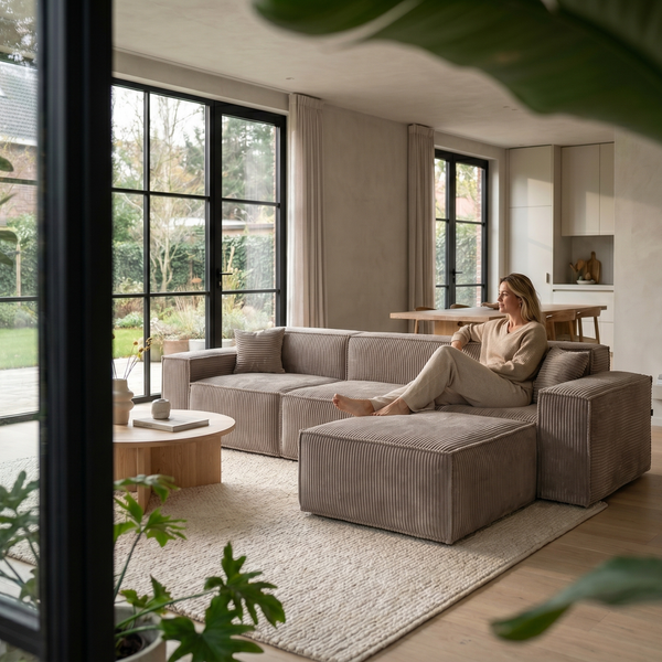 Beat Ecksofa Cordstoff Taupe