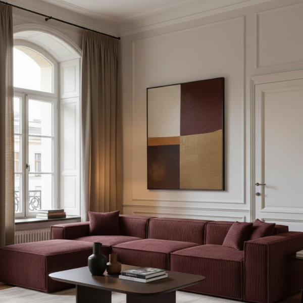 Beat Corner Sofa Corduroy Copper Burgundy