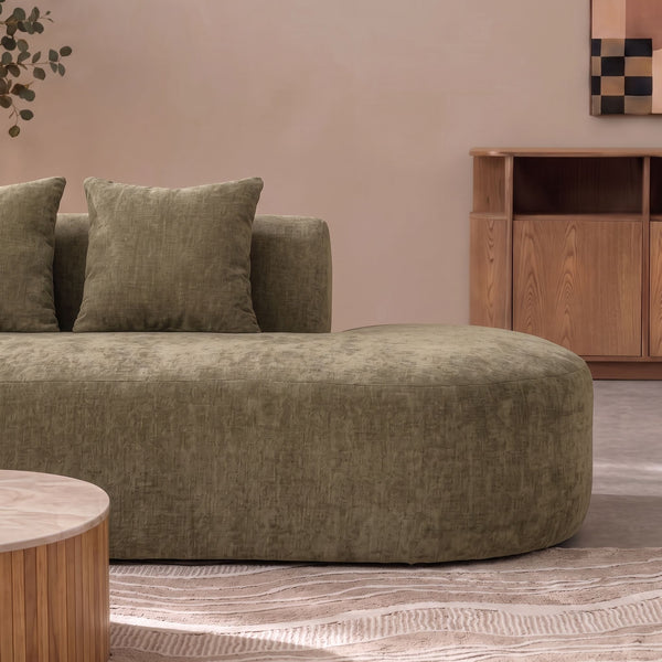 Chaise Longue Emily Chenille Sage Green