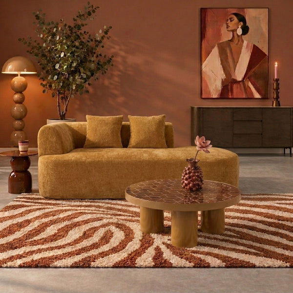 Chaise Longue Emily Chenille Jaune Ocre