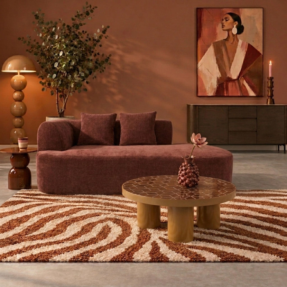 Chaise Longue Emily Chenille Burgundy Red