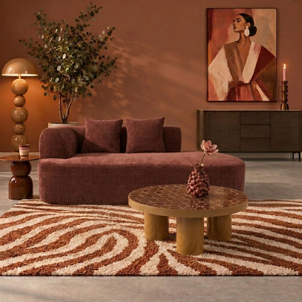 Chaise Longue Emily Chenille Burgundy Red