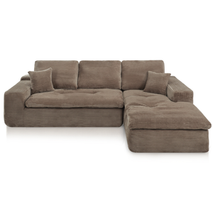 Lazy Corner Sofa Velvet Corduroy Taupe Right