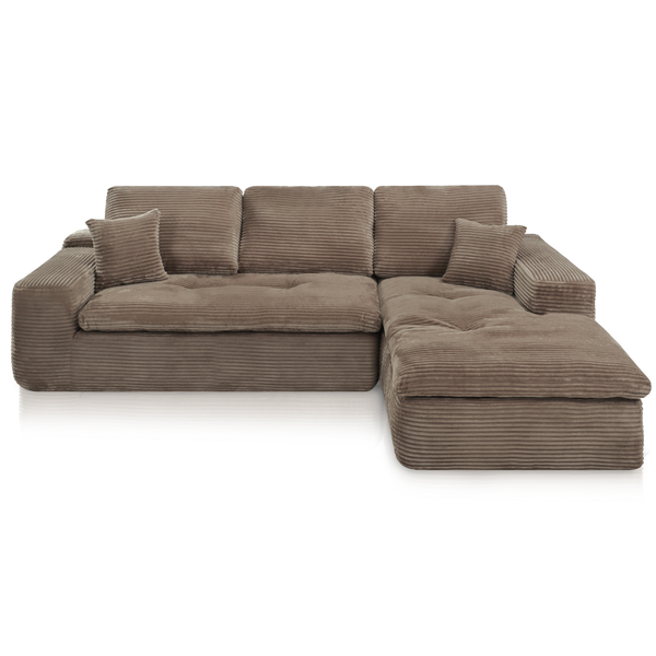Lazy Corner Sofa Velvet Corduroy Taupe Right