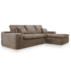 Lazy Corner Sofa Velvet Corduroy Taupe Right