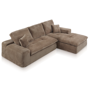 Lazy Corner Sofa Velvet Corduroy Taupe Right