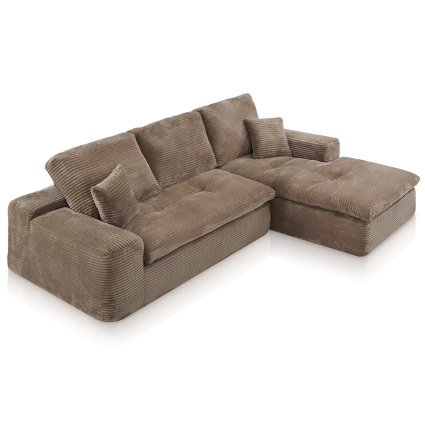 Lazy Corner Sofa Velvet Corduroy Taupe Right