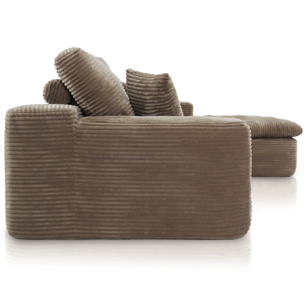 Lazy Corner Sofa Velvet Corduroy Taupe Right