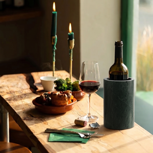Marmor Geschenkset: Weinkühler + Obstschale Grün