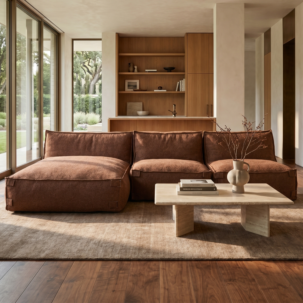 Modulares Indoor Ecksofa Kiki Bouclé Kupfer