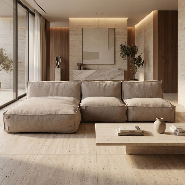 Canapé d'angle modulaire intérieur Kiki Bouclé Taupe