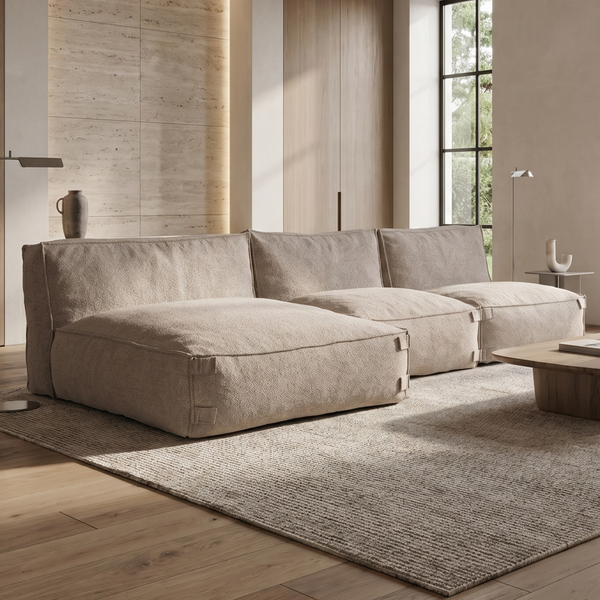 Canapé d'angle modulaire intérieur Kiki Bouclé Taupe
