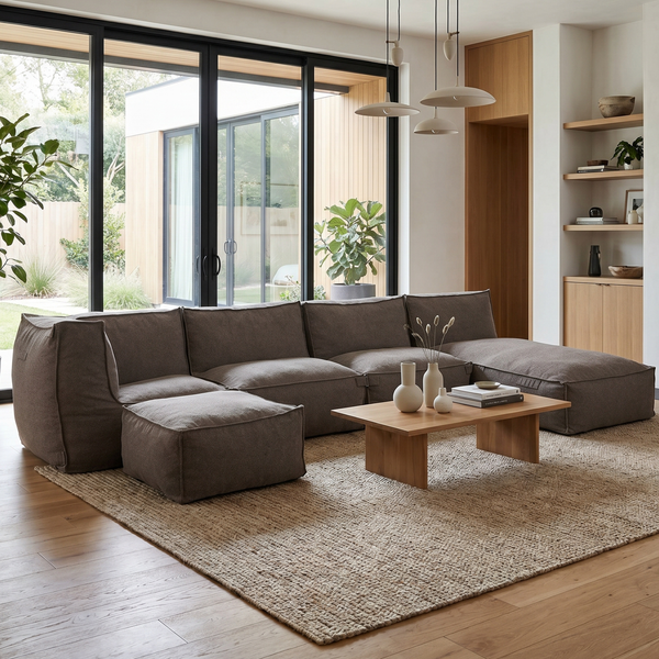 Modulares Indoor Ecksofa XL Kiki Bouclé Braun