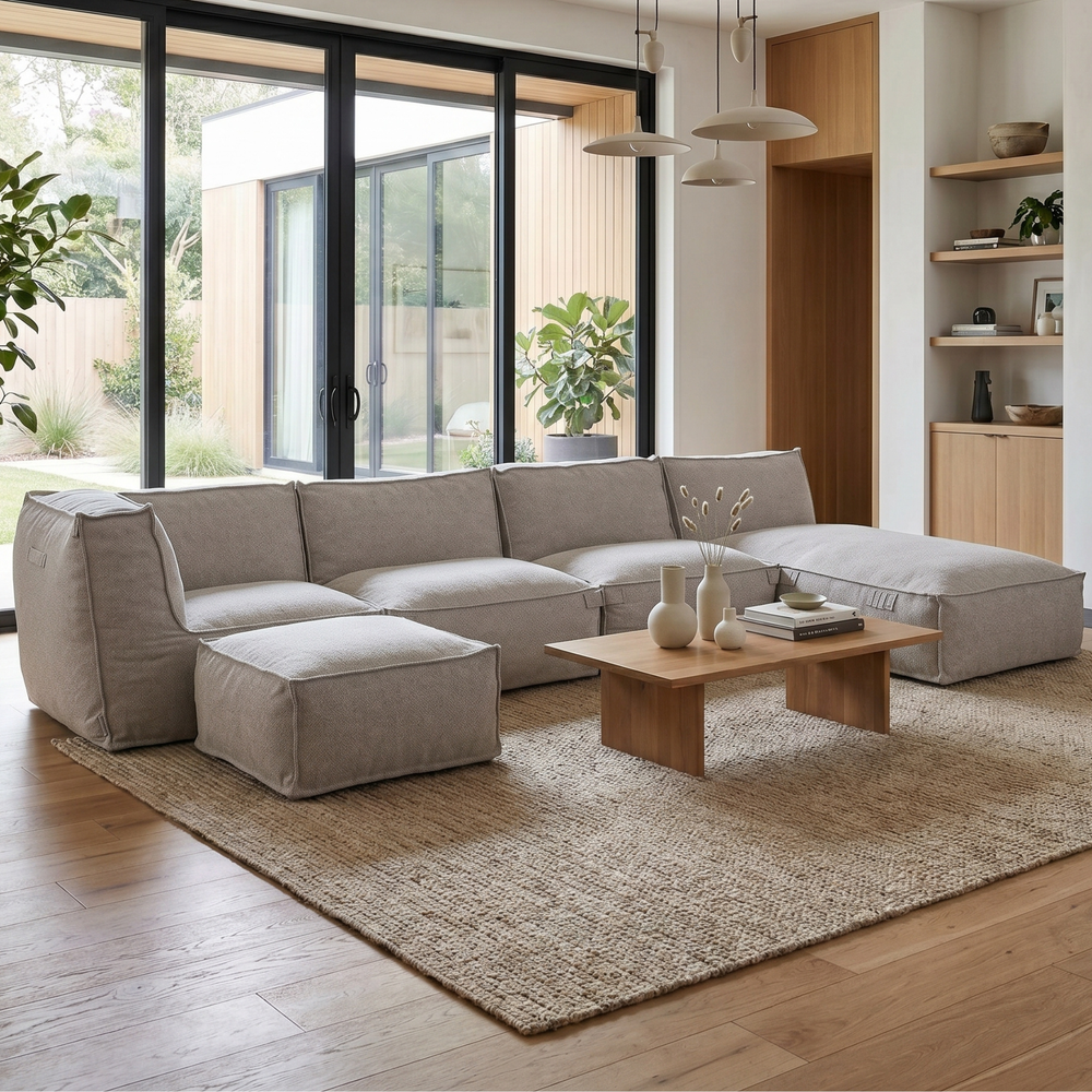 Modulares Indoor Ecksofa XL Kiki Bouclé Taupe