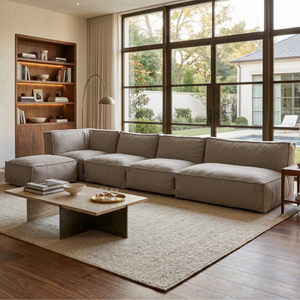 Modulaire Indoor Lounge Bank 4,5 Zits Bouclé Taupe