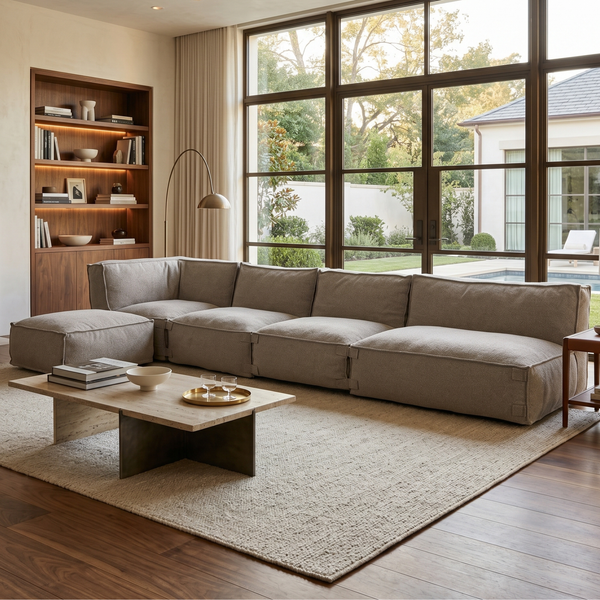 Modulaire Indoor Lounge Bank 4,5 Zits Bouclé Taupe