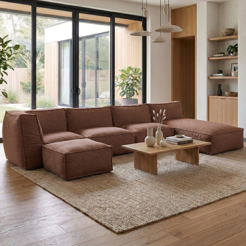 Modulares Indoor Ecksofa XL Kiki Bouclé Kupfer