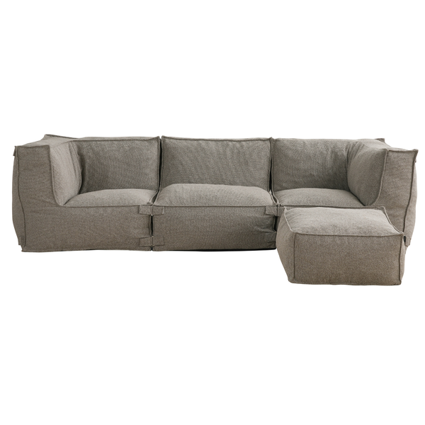 Modulares Indoor Lounge Sofa 3-Sitzer + Hocker Kiki Bouclé Braun