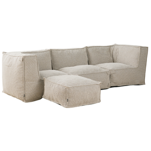 Modulares Indoor Lounge Sofa 3-Sitzer + Hocker Kiki Bouclé Taupe