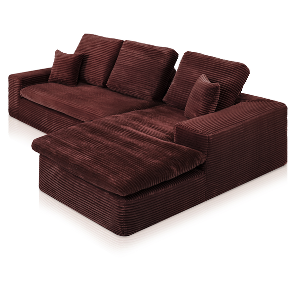 Lazy Corner Sofa Velvet Corduroy Copper Right