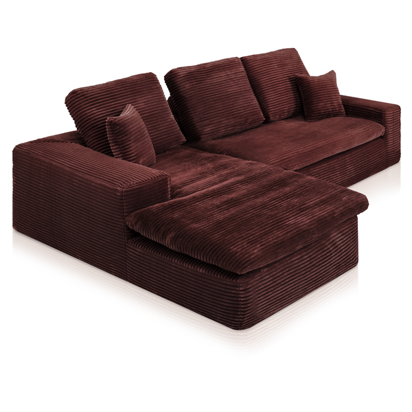 Lazy Hoekbank Velvet Ribstof Koper Links