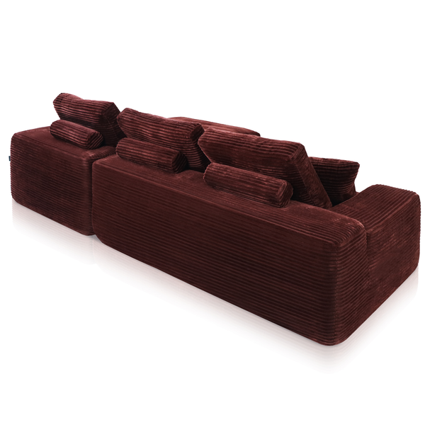 Lazy Corner Sofa Velvet Corduroy Copper Right