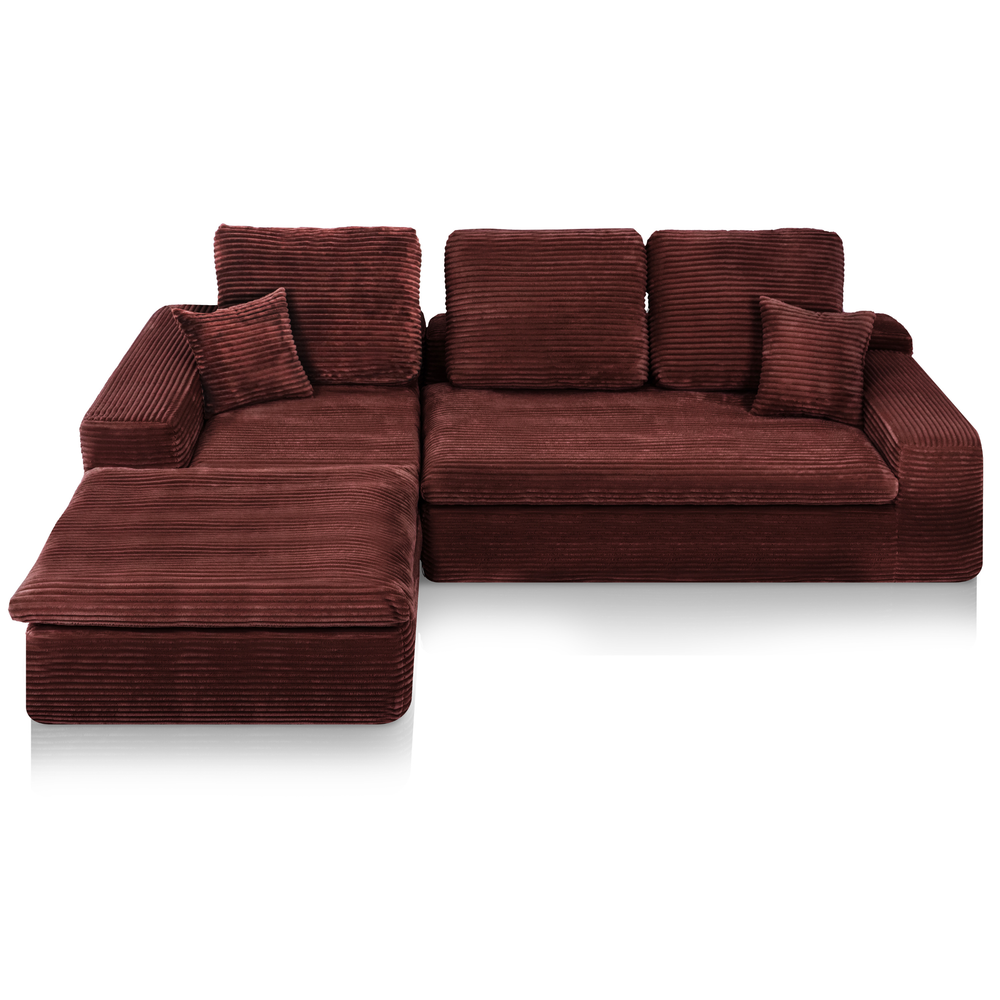Lazy Corner Sofa Velvet Corduroy Copper Left