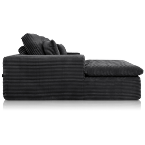 Lazy Corner Sofa Velvet Corduroy Black Left