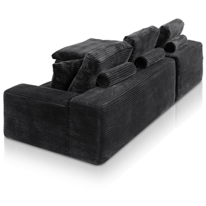 Lazy Corner Sofa Velvet Corduroy Black Left