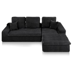 Lazy Corner Sofa Velvet Corduroy Black Right