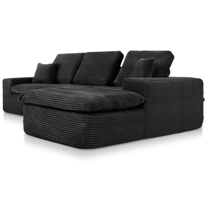 Lazy Corner Sofa Velvet Corduroy Black Right