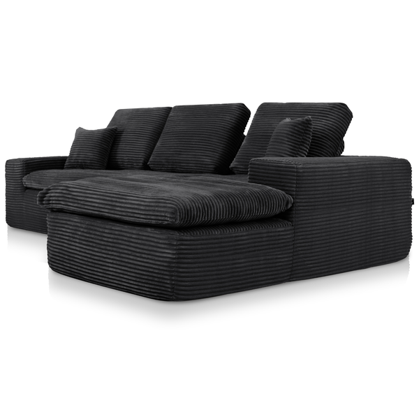 Lazy Corner Sofa Velvet Corduroy Black Right