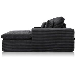 Lazy Corner Sofa Velvet Corduroy Black Right