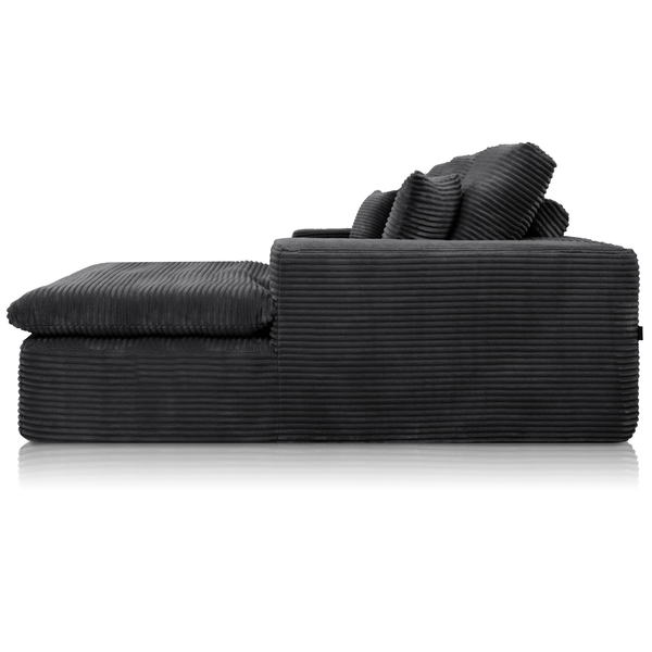 Lazy Corner Sofa Velvet Corduroy Black Right