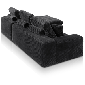 Lazy Corner Sofa Velvet Corduroy Black Right