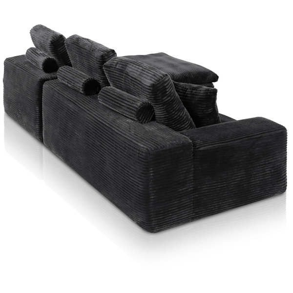 Lazy Corner Sofa Velvet Corduroy Black Right