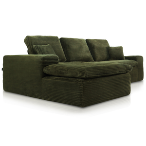 Lazy Hoekbank Velvet Ribstof Groen Links