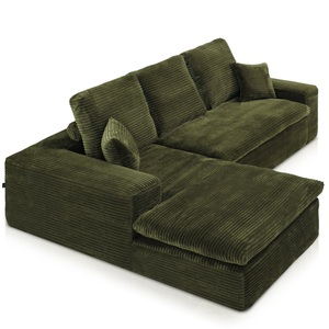 Lazy Hoekbank Velvet Ribstof Groen Links