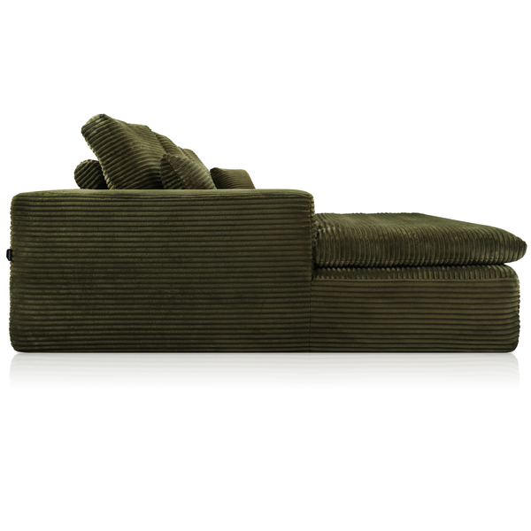 Lazy Hoekbank Velvet Ribstof Groen Links