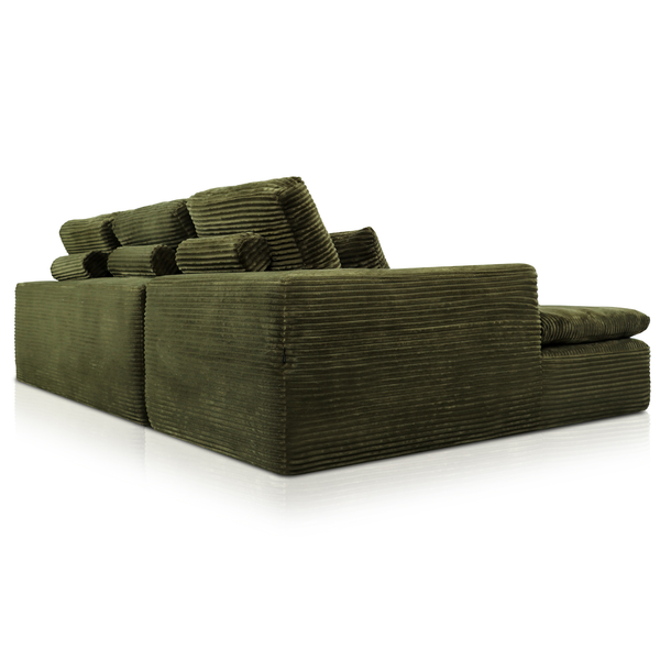 Lazy Hoekbank Velvet Ribstof Groen Links