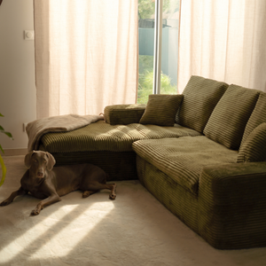 Lazy Corner Sofa Velvet Corduroy Green Left