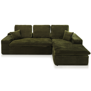 Lazy Corner Sofa Velvet Corduroy Green Right