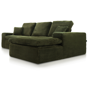 Lazy Corner Sofa Velvet Corduroy Green Right