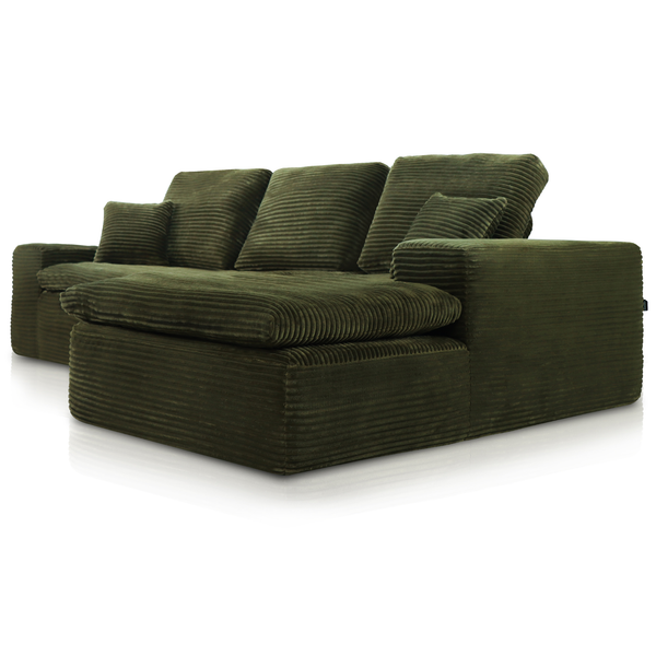 Lazy Corner Sofa Velvet Corduroy Green Right
