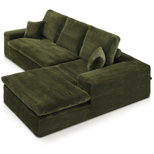 Lazy Corner Sofa Velvet Corduroy Green Right